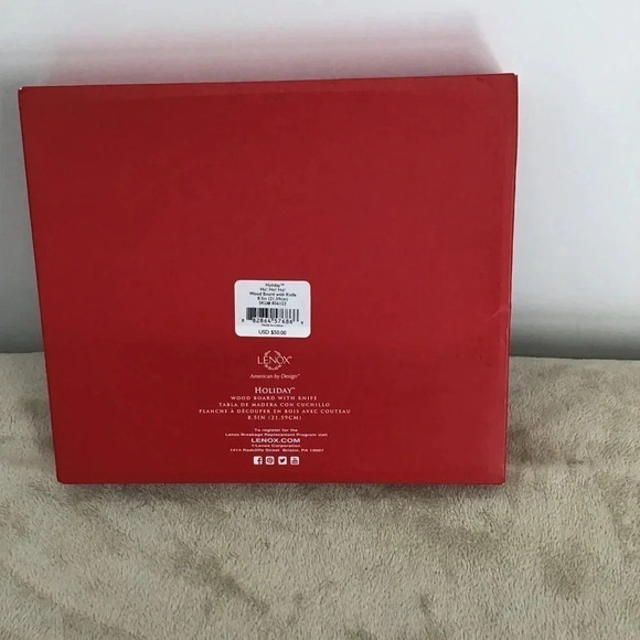 Lenox Holiday Ho! Ho! Ho! Wood Hors D’ Oeuvres Board W/Knife New In Box - Picture 2 of 4